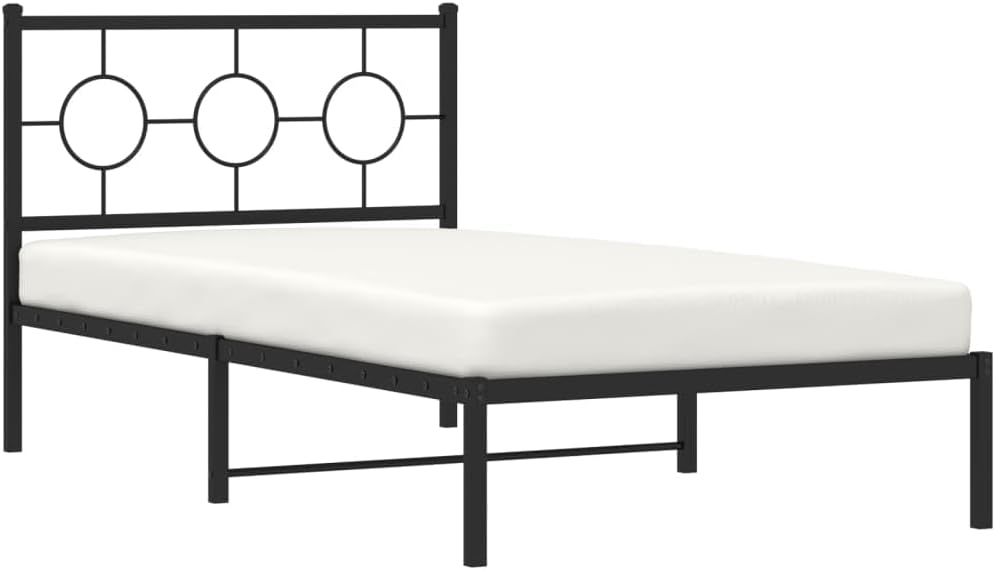 Metal Bed Frame with Headboard Black 39.4'x78.7' Twin Size Steel Platform Bed Frame Sturdy Bedframe Underbed Storage Space for Bedroom