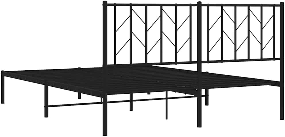 Queen Bed Frame Metal Platform Bed Frame with Headboard Black 59.1'x78.7' Sturdy Steel Construction Underbed Storage Space for Bedroom Guest Room