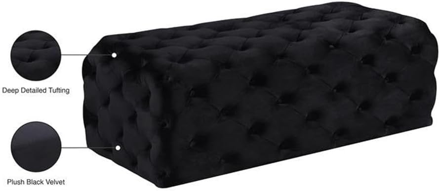 Home Square 2-Piece Set with Wing Back King Bed and Ottoman in Black