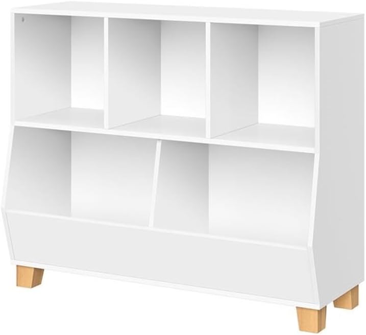 RiverRidge Catch-All Kids Toy Organizer with 3 Cubbies and 2 Storage Bin Compartments - 35 Inch Wide White Kids Room Decor Toy Organizers and Storage Bins