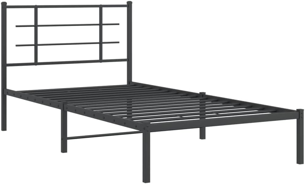Metal Bed Frame with Headboard Black Queen Platform Bed Frame Steel Construction Underbed Storage for Bedroom Furniture