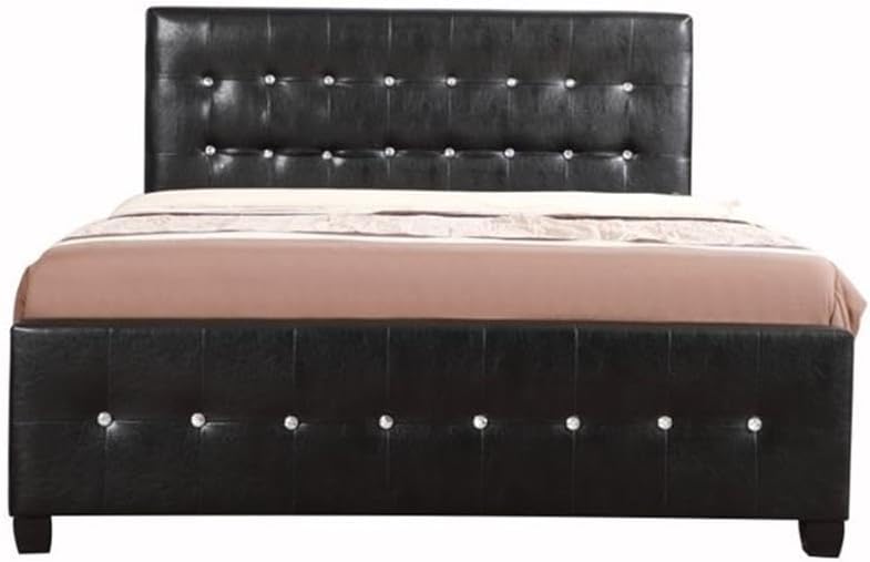 Glory Furniture Diamond Faux Leather Upholstered Queen Bed in Black
