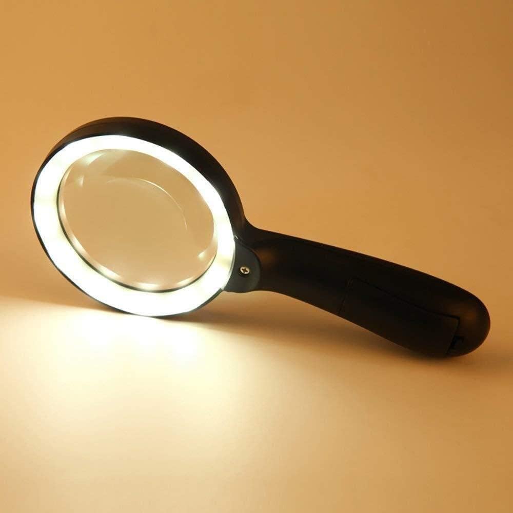 Magnifier,Portable,Handheld,Grip,Desktop Enlarge Mirror,Lighting Magnifier Children/Eldly/Amateurs Reading Books/Medicine Bottle/Tiny Text Hd Expansion Mirror Optical Glass 12 Led s with Cle