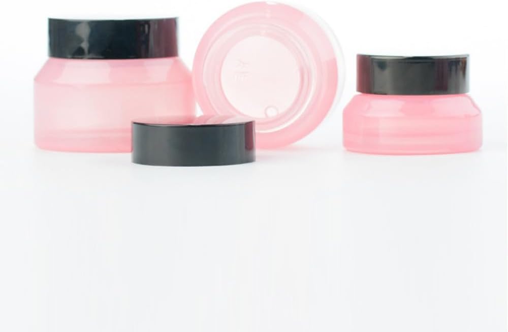 20PCS 15g/30g/50g Glass Cosmetic Jars with Inner Liner, Round Empty Travel Refillable Bottles for Body Skincare Lotion, Cosmetic Samples & DIY Beauty Tools Accessories (30g,Pink)
