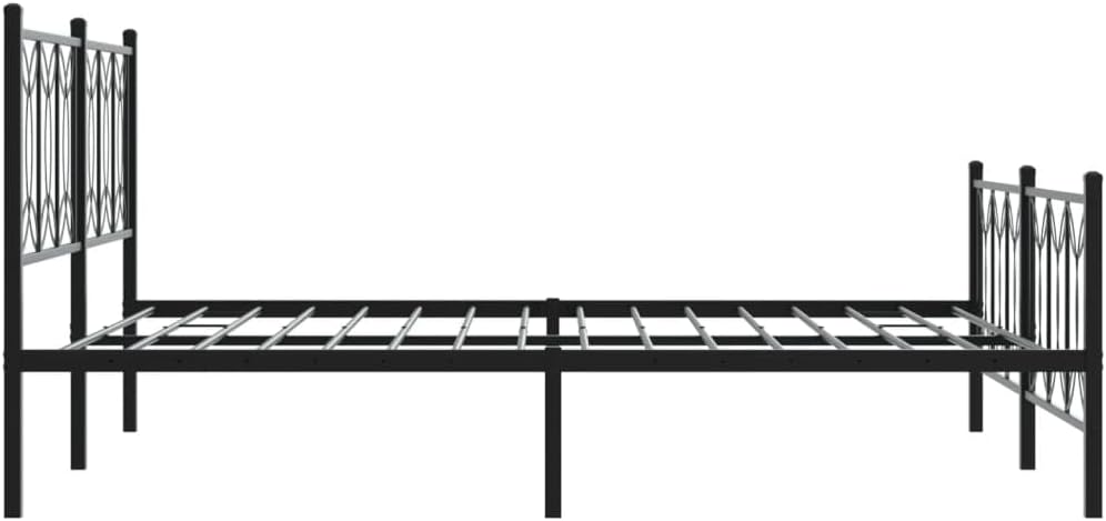 King Size Bed Frame Black Steel Rectangular Modern Platform Design with Underbed Storage Space Heavy Duty Support for Bedroom and Guest Room