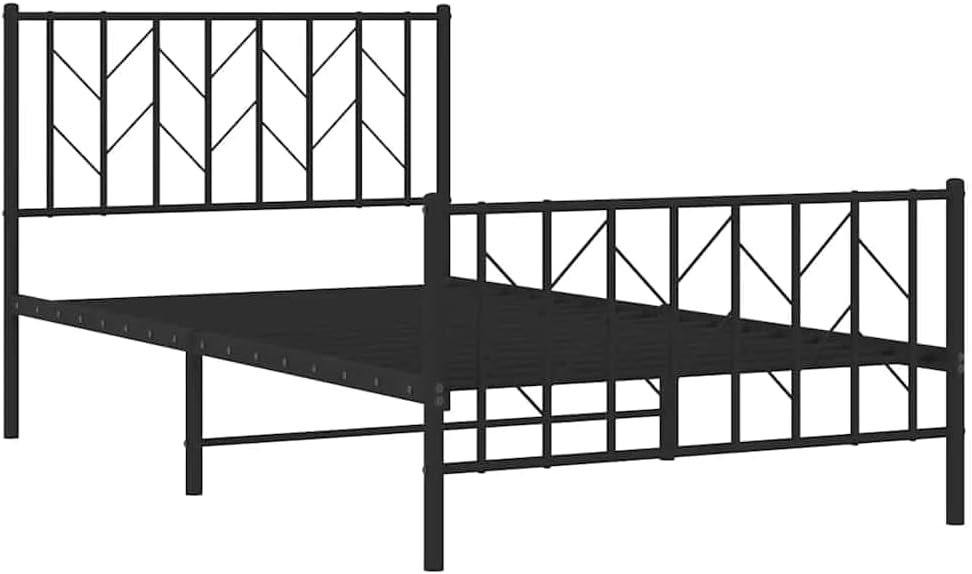 Steel Bed Frame with Footboard Black Queen Size 39.4'x78.7' Sturdy Metal Platform Bed Base with Underbed Storage Space for Bedroom Furniture