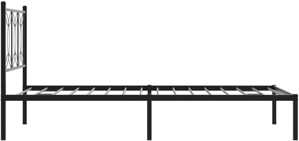 Metal Bed Frame with Headboard Black Steel Platform Base 39.4'x78.7' Queen/Twin Size Sturdy Bedframe for Bedroom Furniture Underbed Storage Space