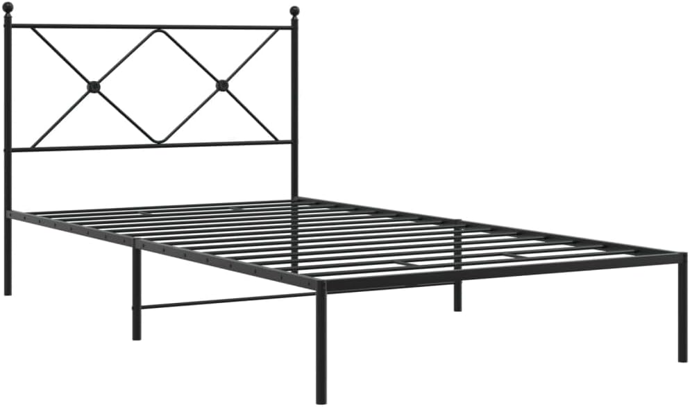 Heavy Duty Twin Bed Frame Black Powder-Coated Steel Platform Style with Underbed Storage Modern Rectangular Design for Bedroom Guest Room Solo Adults
