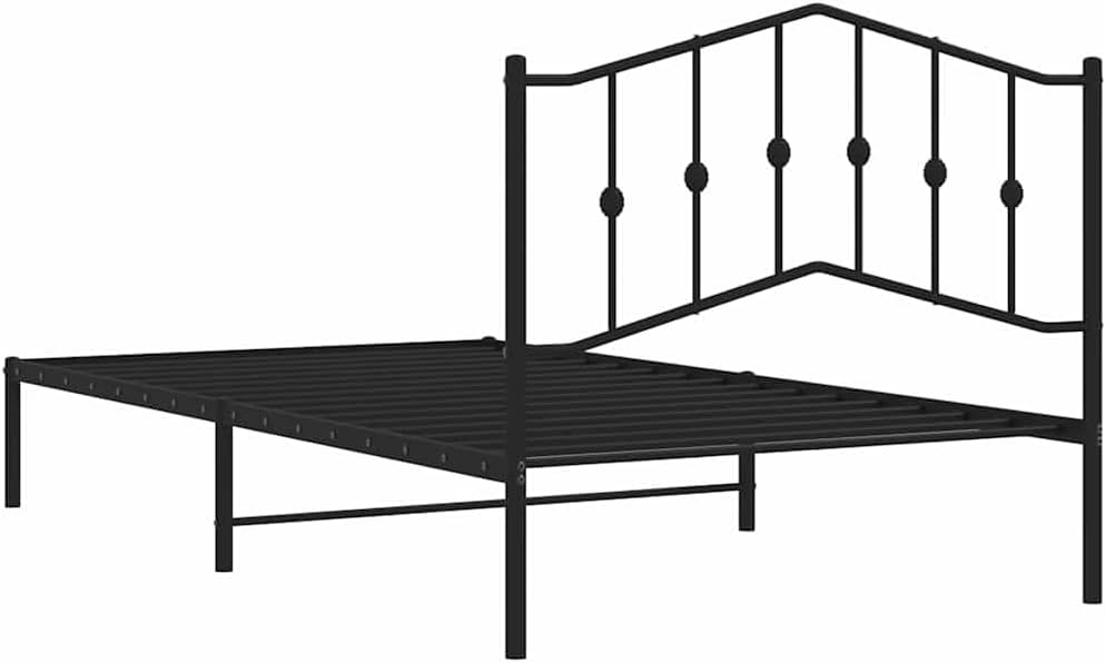 Black Steel Twin Bed Frame with Minimalist Frame Design, Modern Rectangular Structure for Bedroom, 4 Pieces Included for Enhanced Stability and Support