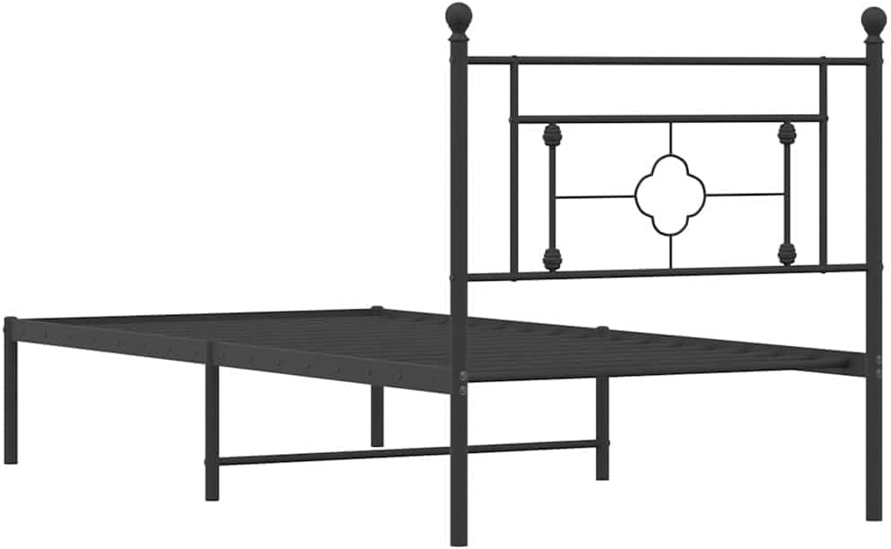 Twin Bed Frame Black Powder-Coated Steel Rectangular with Ample Underbed Storage Space, Modern Durable Metal Frame for Bedroom Furniture in Twin Size