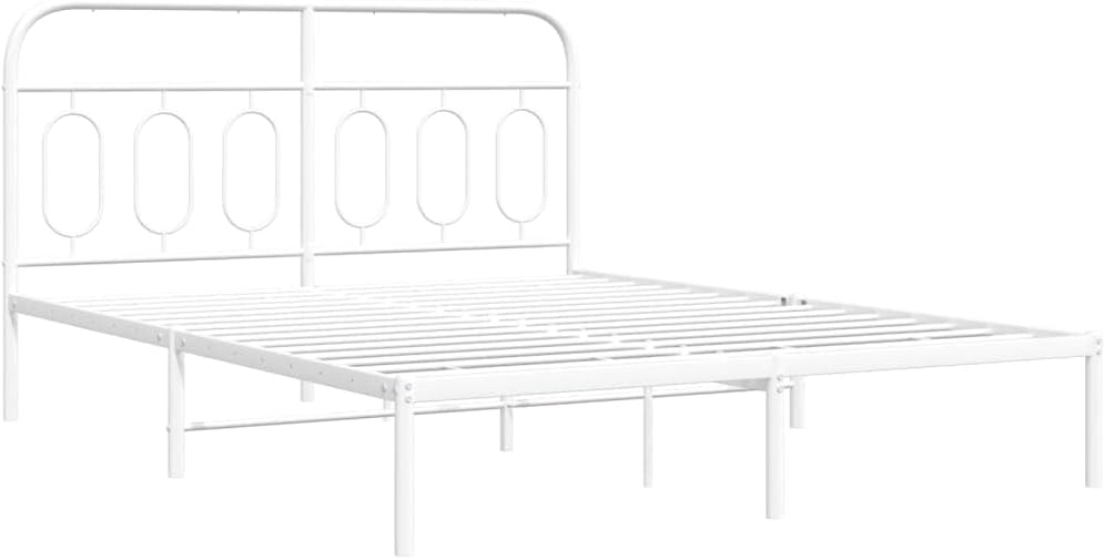 White Steel King Metal Bed Frame Rectangular Modern Design with Under-Bed Storage and Smooth Matte Finish for Bedroom