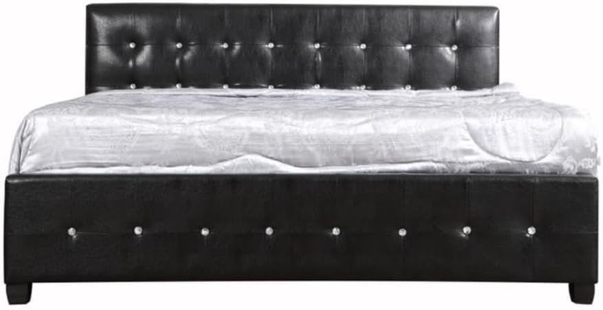 Glory Furniture Diamond Faux Leather Upholstered King Bed in Black