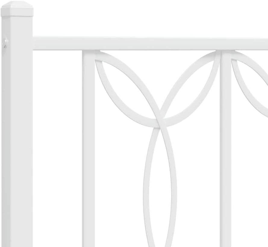 Twin Size Metal Bed Frame with Headboard White Sturdy Steel Platform Bedframe Underbed Storage Space 39.4'x78.7' for Bedroom Guest Room