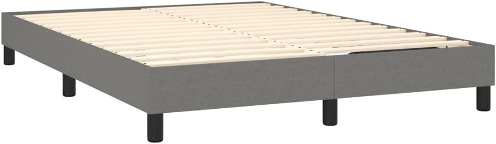 Full Bed Frame with Sturdy Plywood Slats Dark Gray Fabric Platform Bed Frame No Mattress Needed Durable Bedframe for Bedroom Furniture