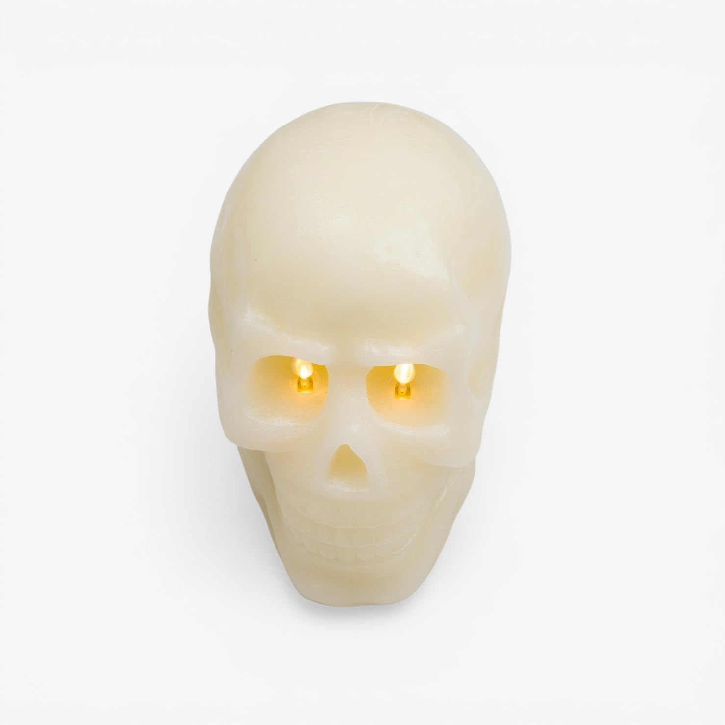 Luminara EXC COL Flameless Moving Flame Ivory Skeleton Skull with Dual Flames Figural Real Wax LED Candle, Unscented, Timer