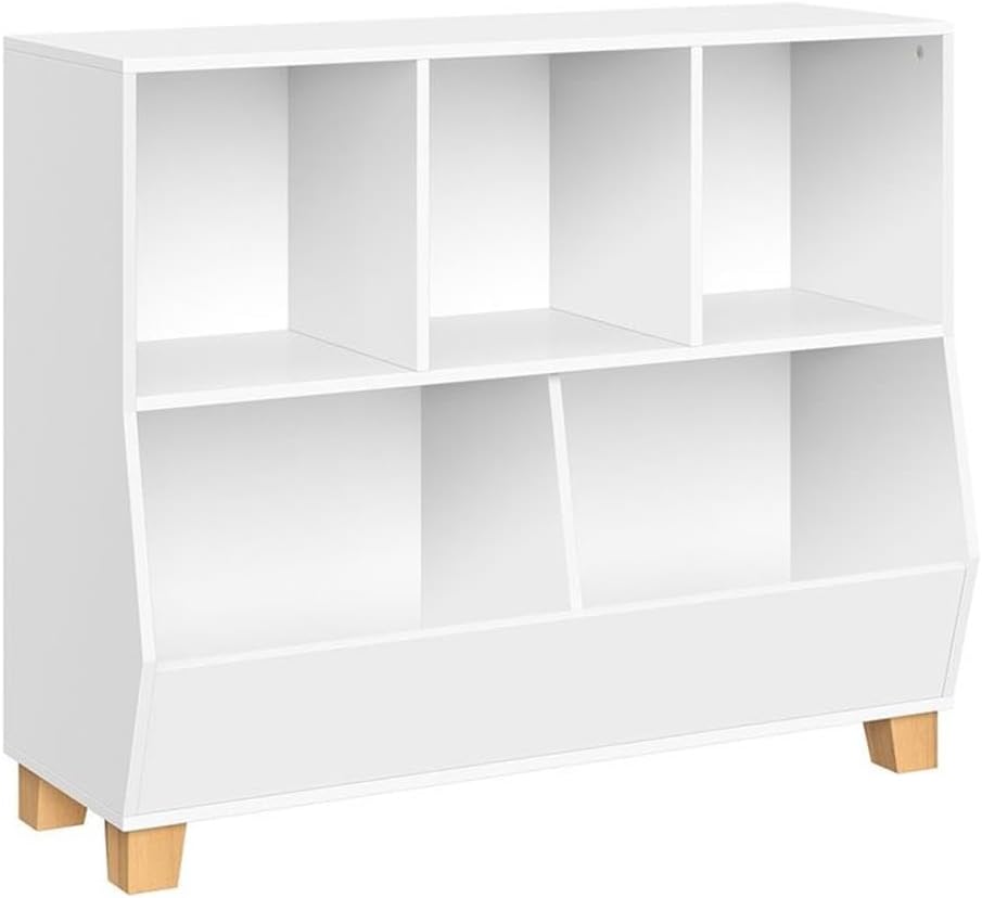 RiverRidge Catch-All Kids Toy Organizer with 3 Cubbies and 2 Storage Bin Compartments - 35 Inch Wide White Kids Room Decor Toy Organizers and Storage Bins