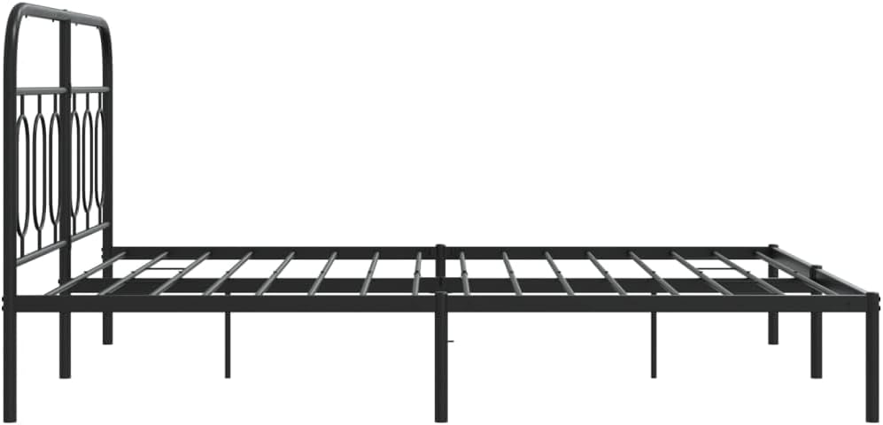 Queen Metal Bed Frame with Steel Headboard Platform Bedframe Black Sturdy Underbed Storage Space No Mattress Included for Bedroom Furniture