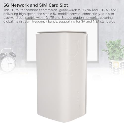 5G CPE Router, 4.67Gbps High Speed Dual Band WiFi 6 Wireless Device with SIM Card, 4 x 4 MIMO, 5G Cellular Router, Dual Band SA NSA for Smart Home, Office, Indoor (US Plug)