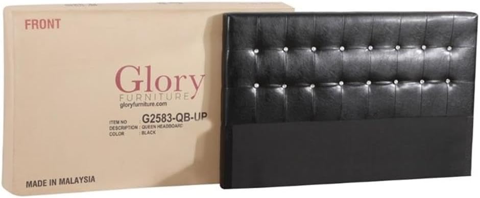 Glory Furniture Diamond Faux Leather Upholstered Queen Bed in Black