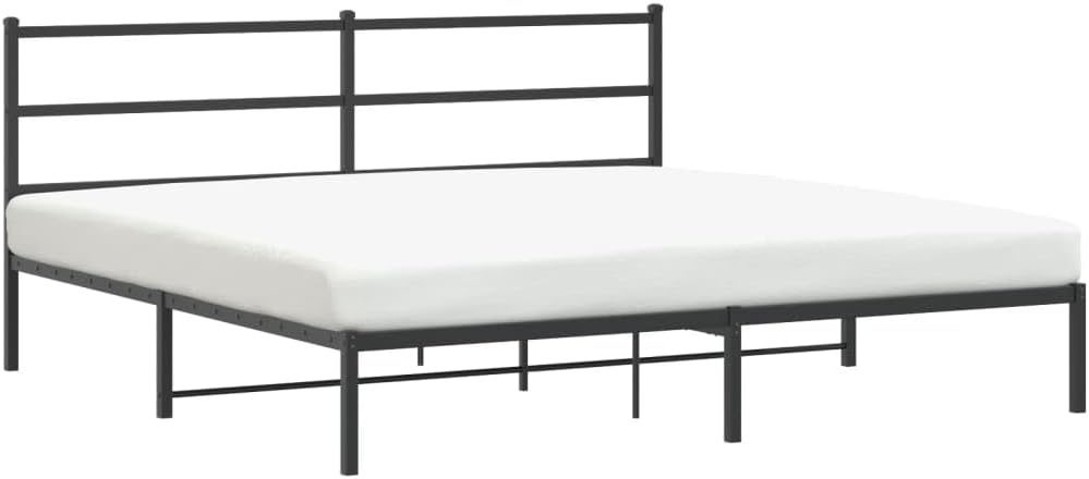 Black Powder-Coated Steel Full Modern Bed Frame with Sleek Headboard, 4-Piece Sturdy Metal Structure for Enhanced Support and Easy Assembly, Durable Design for Bedroom