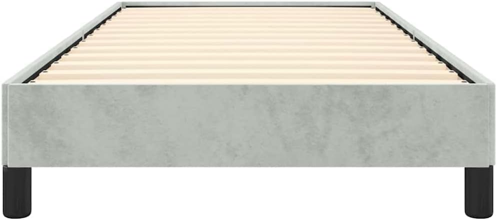 Light Gray Velvet Twin Bed Frame with Breathable Fabric Upholstered Platform Design Sturdy Engineered Wood Structure for Modern Bedroom Decor