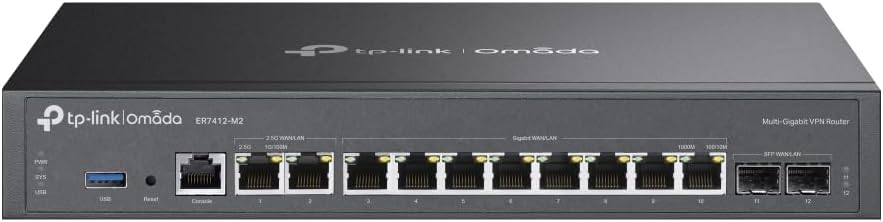 TP-Link Omada ER7412-M2 Multi-Gigabit VPN Router | Quad-core | 2X 2.5G Ports | 1x USB 3.0 Port