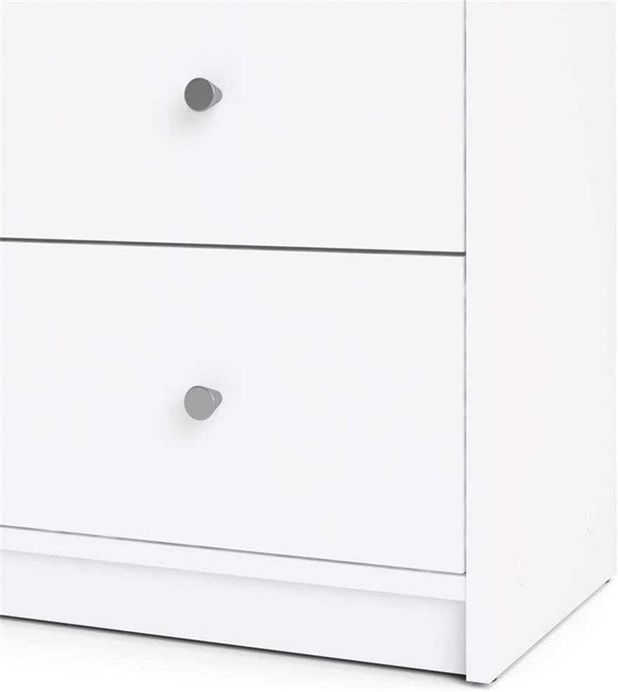 Pemberly Row 3 Piece Modern Wood Dresser and Nightstand Bedroom Set in White
