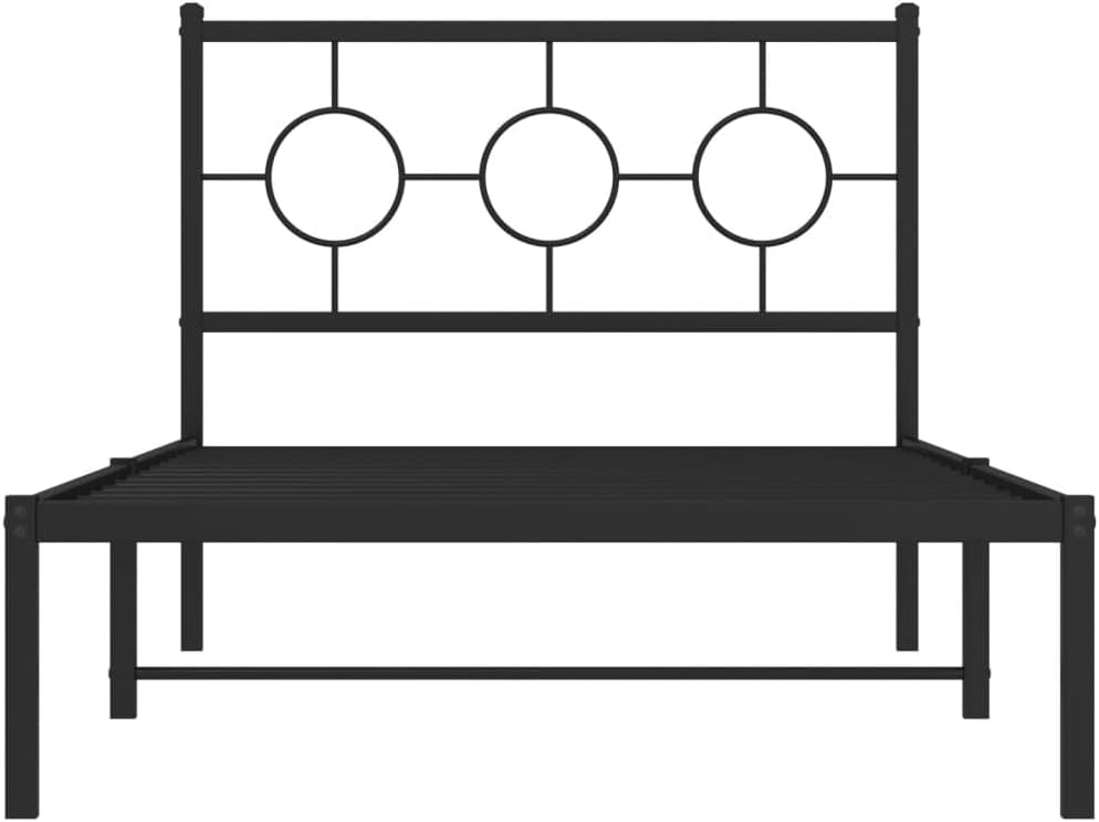 Metal Bed Frame with Headboard Black 39.4'x78.7' Twin Size Steel Platform Bed Frame Sturdy Bedframe Underbed Storage Space for Bedroom