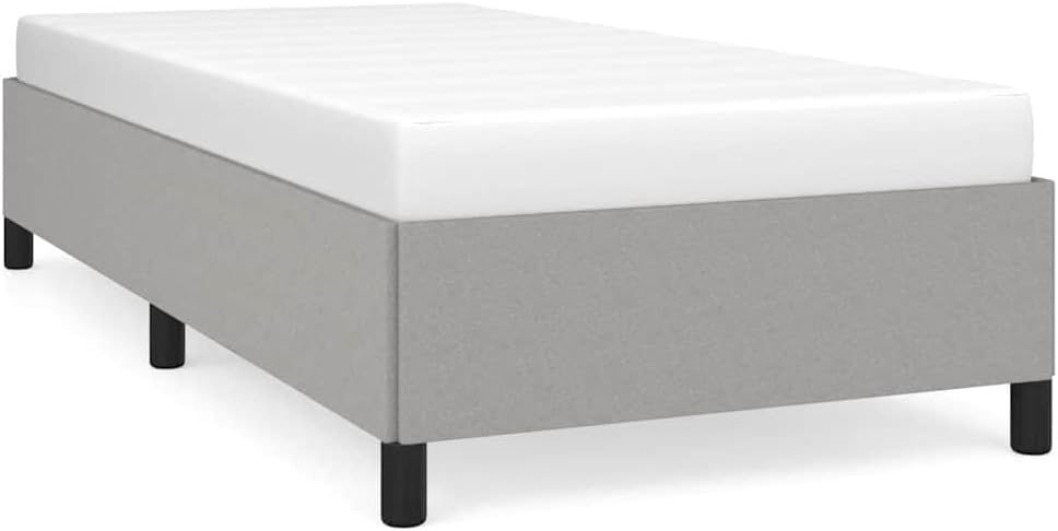 Twin XL Bed Frame Light Gray Polyester Upholstered Platform Bed with Sturdy Engineered Wood Construction for Modern Bedroom Furniture Adults and Teens