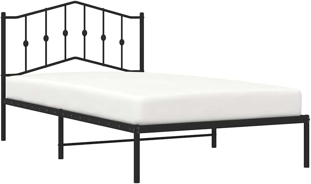Black Steel Twin Bed Frame with Minimalist Frame Design, Modern Rectangular Structure for Bedroom, 4 Pieces Included for Enhanced Stability and Support