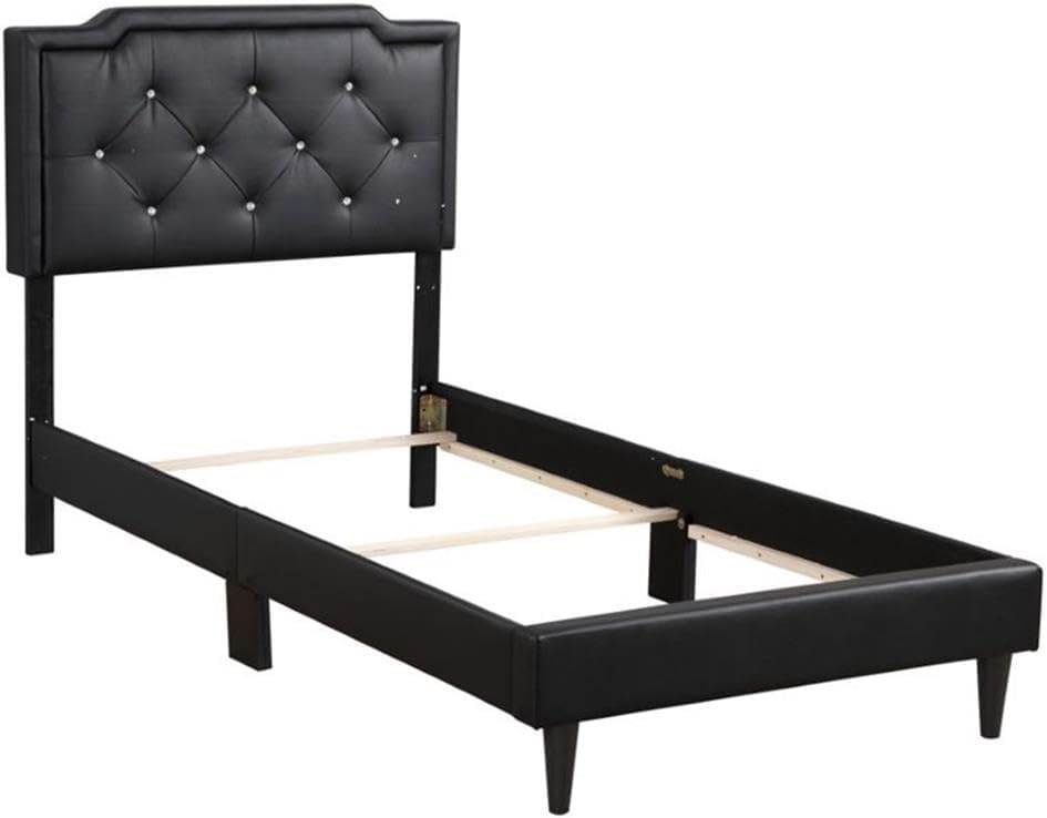 Glory Furniture Deb Velvet Upholstered Twin Bed in Black