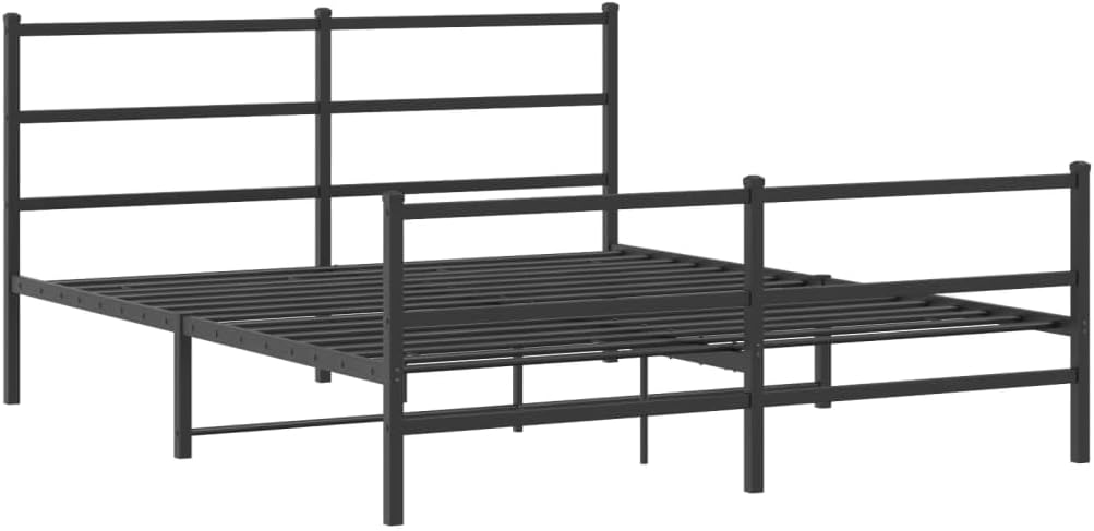 Metal Bed Frame with Footboard Black 59.1'x78.7' Steel Platform Bed Frame Heavy Duty Queen Twin Size Underbed Storage Space for Bedroom Furniture