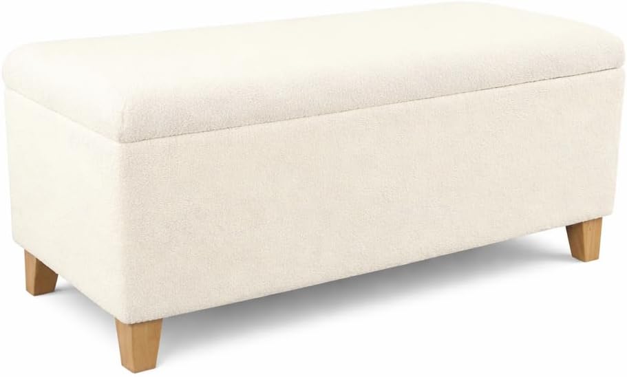 HomePop Storage Bench, Pearl Cream, Rectangle
