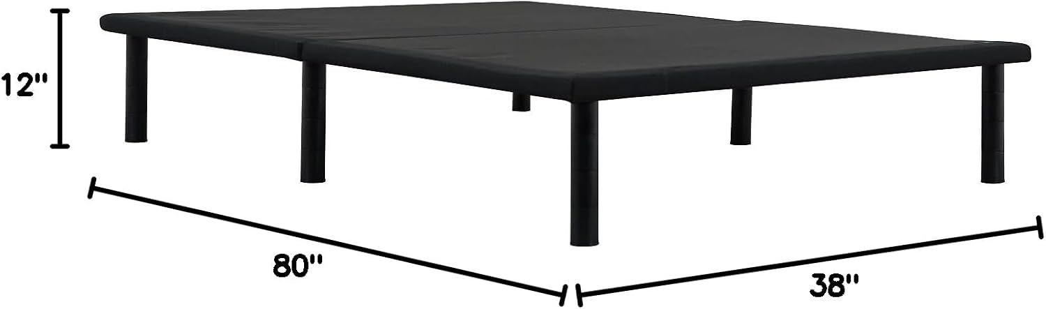 Ergomotion ErgoPlatform Bed Frame - No Box Spring Required - Foldable Flat Foundation - 12' Adjustable Legs, Supports 1,000 lbs., Black (Twin XL)