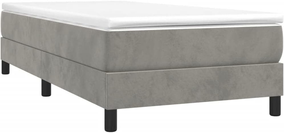 Twin XL Bed Frame Light Gray Velvet Upholstered Platform Bed Frame Modern Minimalist Design for Bedroom Sturdy Construction