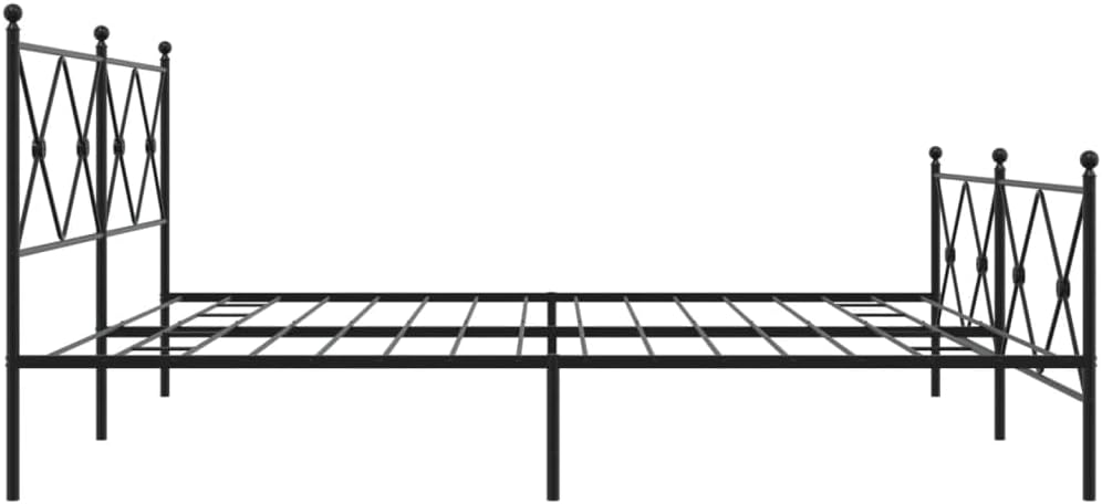 Black Steel Double Bed Frame Rectangular Metal Platform Bed with Under-Bed Storage and Sturdy Support, Chic Matte Black Finish for Modern Bedroom, Easy Assembly, Durable