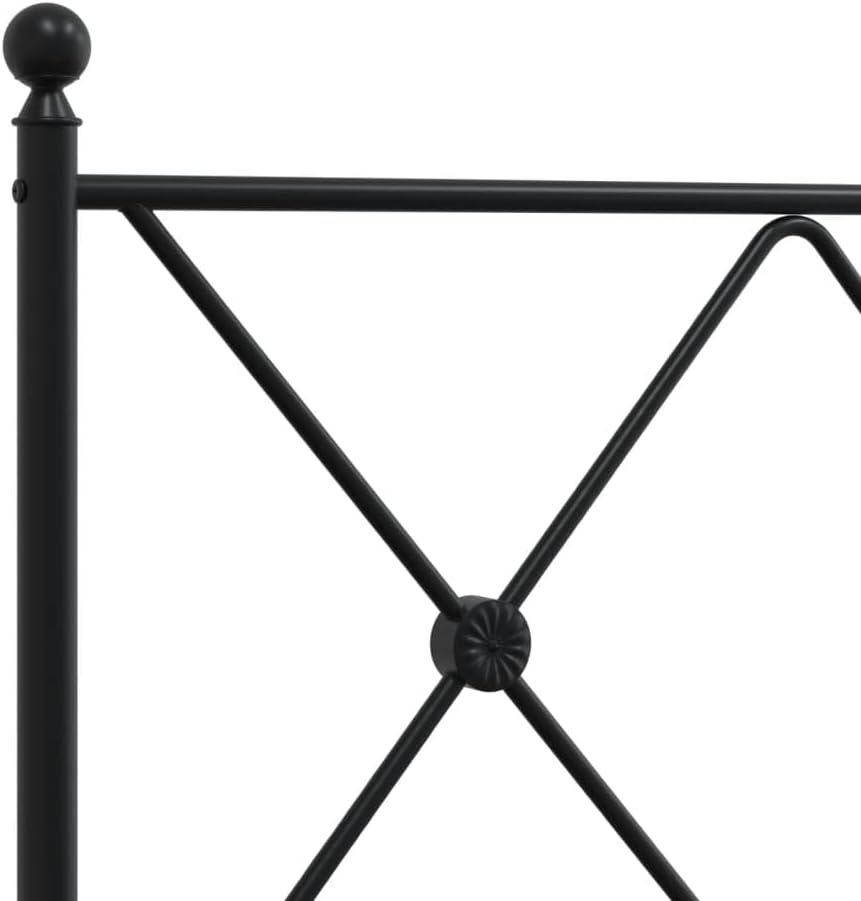 Metal Bed Frame with Headboard Twin Size Black 39.4'x78.7' Steel Platform Base Underbed Storage Space Sturdy Bedframe for Bedroom Furniture