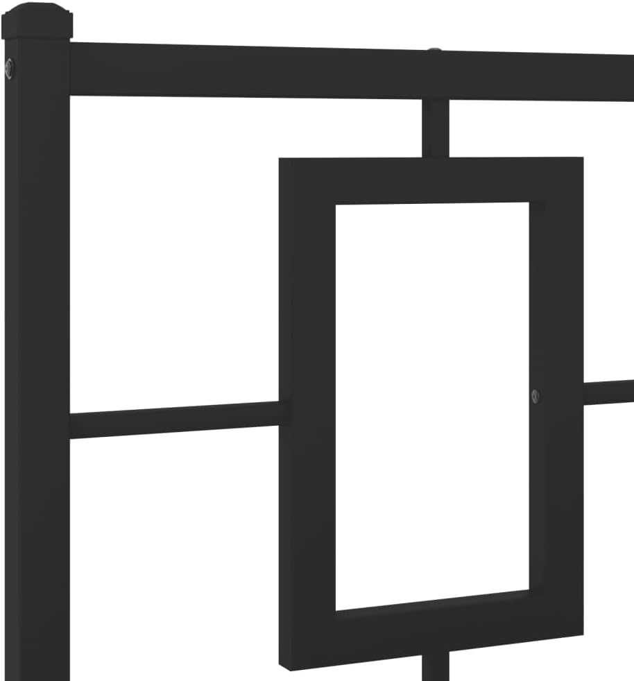Metal Bed Frame with Headboard Queen Size Black Steel Platform Bedframe 59.1'x78.7' Sturdy Underbed Storage Space for Bedroom Furniture