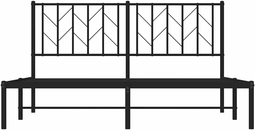 Queen Bed Frame Metal Platform Bed Frame with Headboard Black 59.1'x78.7' Sturdy Steel Construction Underbed Storage Space for Bedroom Guest Room