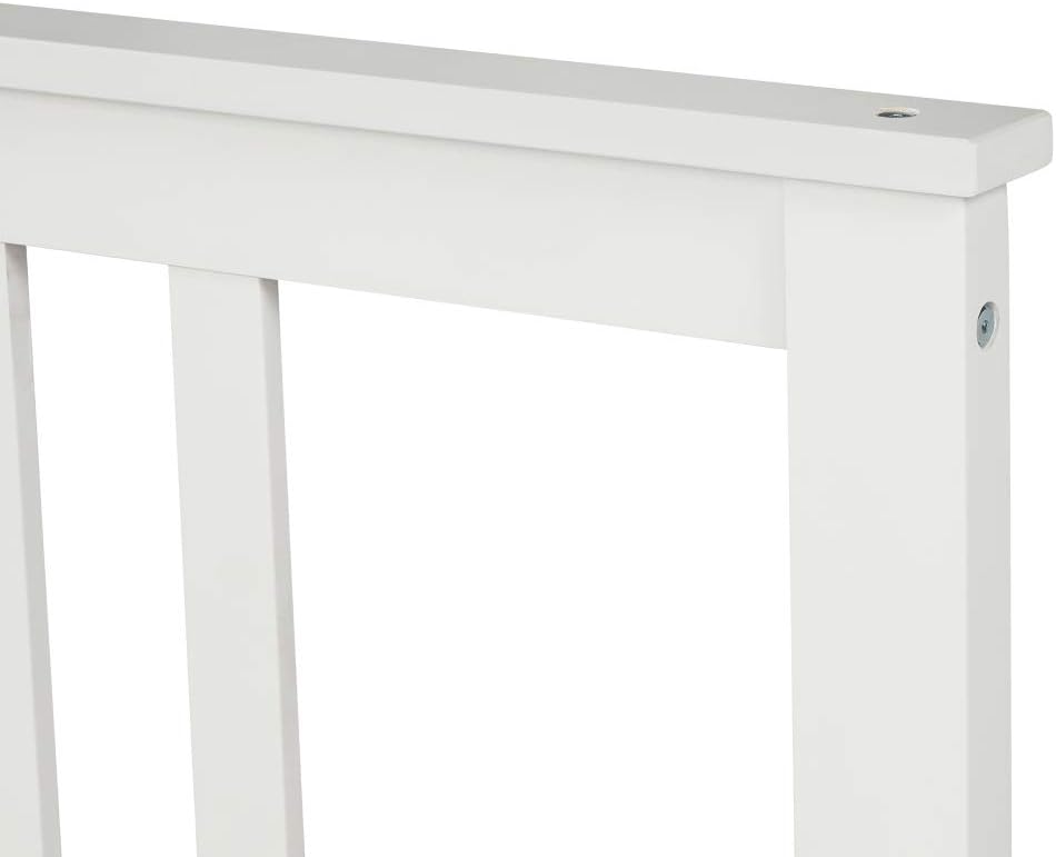 Solid Wood Platform Bed Frame with Integrated Headboard and Footboard for Supportive, Minimalist Bedroom Setup (White + Pine + Twin)
