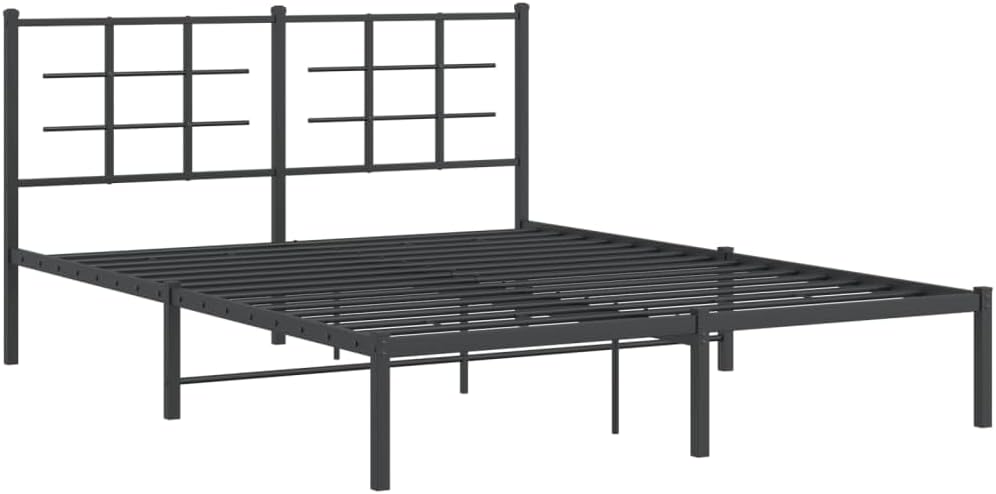 Metal Bed Frame with Headboard Steel Platform Bed Frame Black 59.1'x78.7' Underbed Storage Space Sturdy Bedframe for Bedroom Guest Room