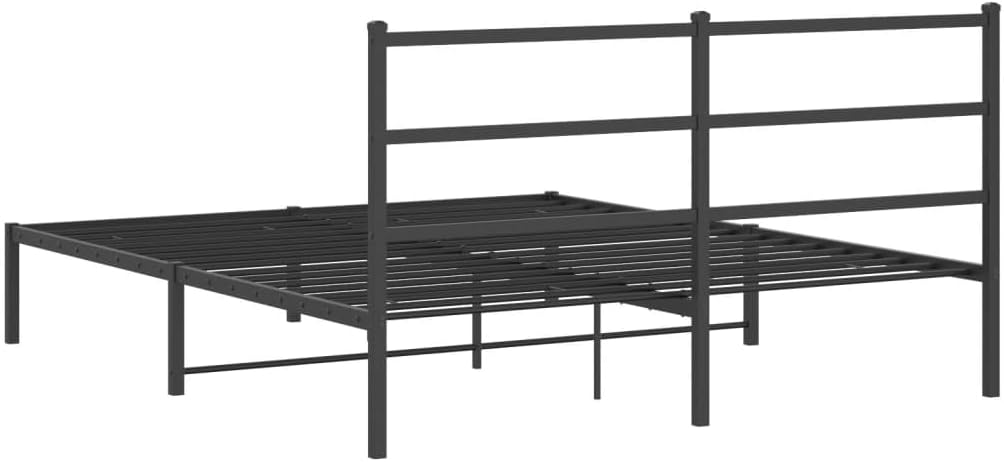 Metal Queen Bed Frame with Headboard Black 59.1'x78.7' Steel Platform Bed Frame Heavy Duty Bedframe with Underbed Storage Space for Bedroom Furniture