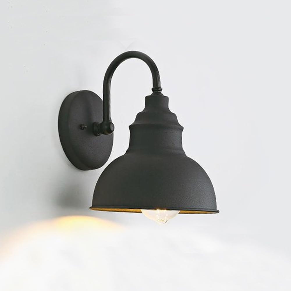 Aplique de pared Exterior Vintage de Cuello de cisne E26/E27, apliques de Hierro inoxidable, luminarias impermeables Amen, para puerta o terraza Exterior.