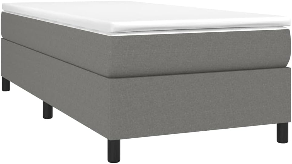 Twin Bed Frame with Platform Base Dark Gray Fabric Bedframe No Mattress Needed Sturdy Structure for Bedroom Furniture