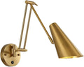 Vintage Industrial Black Swing Wall Sconce E27 Adjustable Foldable Bedside Reading Lamp Bookcase Wall Light Bedroom Study Living Room(Gold)