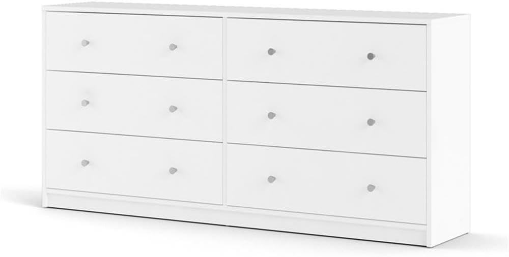Pemberly Row 3 Piece Modern Wood Dresser and Nightstand Bedroom Set in White