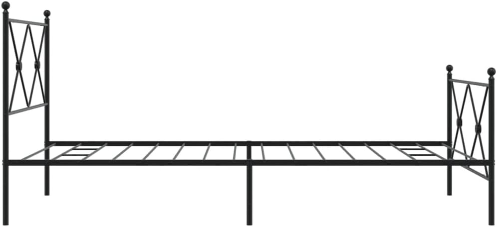 Metal Bed Frame Black Steel Twin Size with Footboard Sturdy Durable Design for Bedroom Guest Room