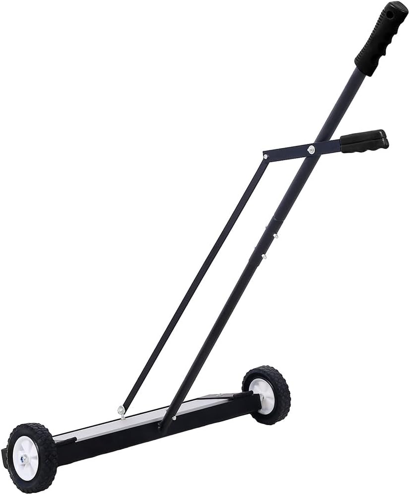 24' Magnetic Pick Up Sweeper, Heavy Duty Push-Type Magnetic Pick Up Sweeper with Quick Release Latch and Telescoping Holder for Picking Up Nails, Bolts, Iron Chips