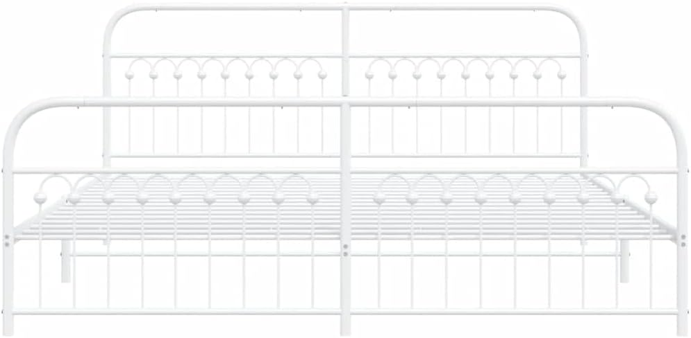 White Steel Bed Frame 76 x 80 Inches with Ample Storage, Breathable Material for Enhanced Airflow, Sturdy Metal Construction and Freestanding Design