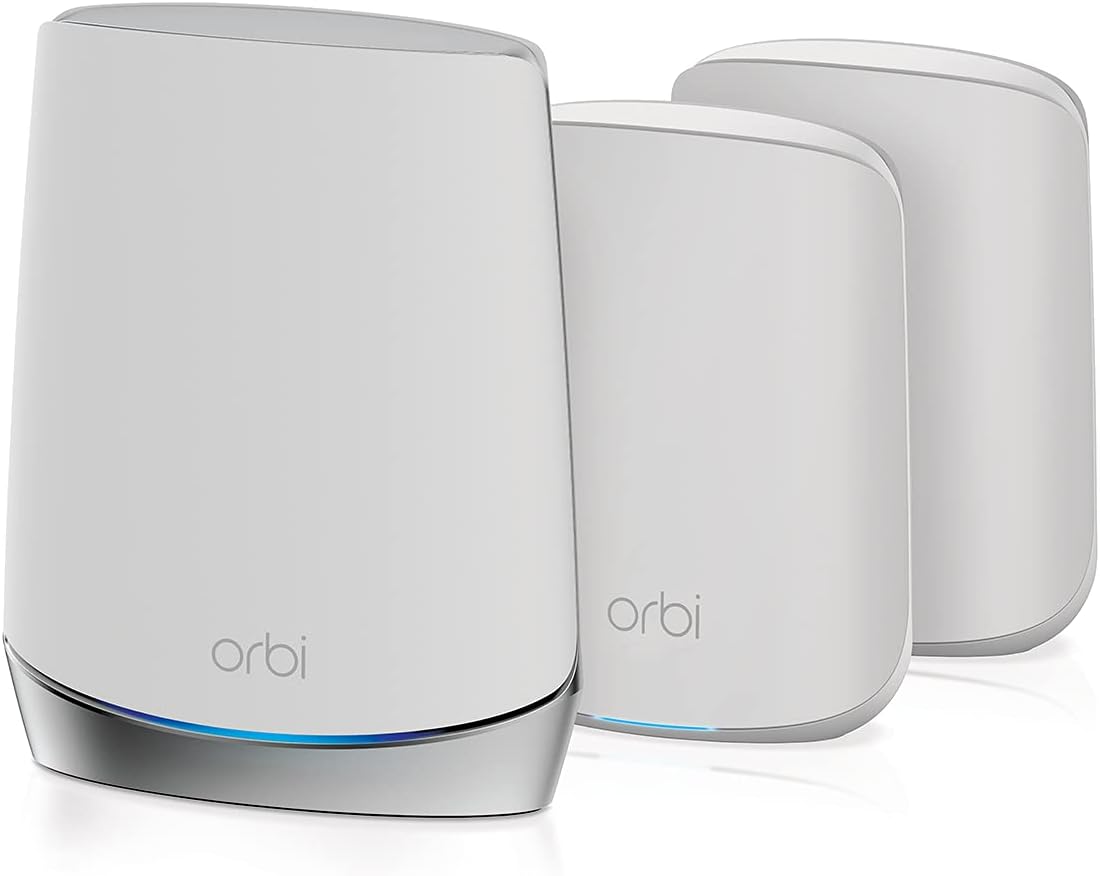 NETGEAR Orbi Whole Home Tri-Band Mesh WiFi 6 System (RBK653) – Router with 2 Satellite Extenders, Coverage Up to 6,000 Square Feet, 40 Devices, AX3000 (Up to 3Gbps) (Renewed)